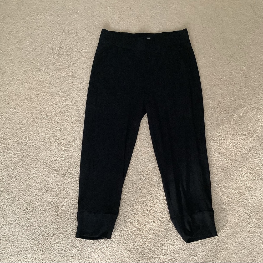 Eileen Fisher Women's Black Pull On Relaxed Fit High Rise Crop Pants/ Joggers XS